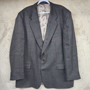 Vintage Big Tall Mens Sport Coat Blazer Size 52 100% Wool Made in Canada Plaid